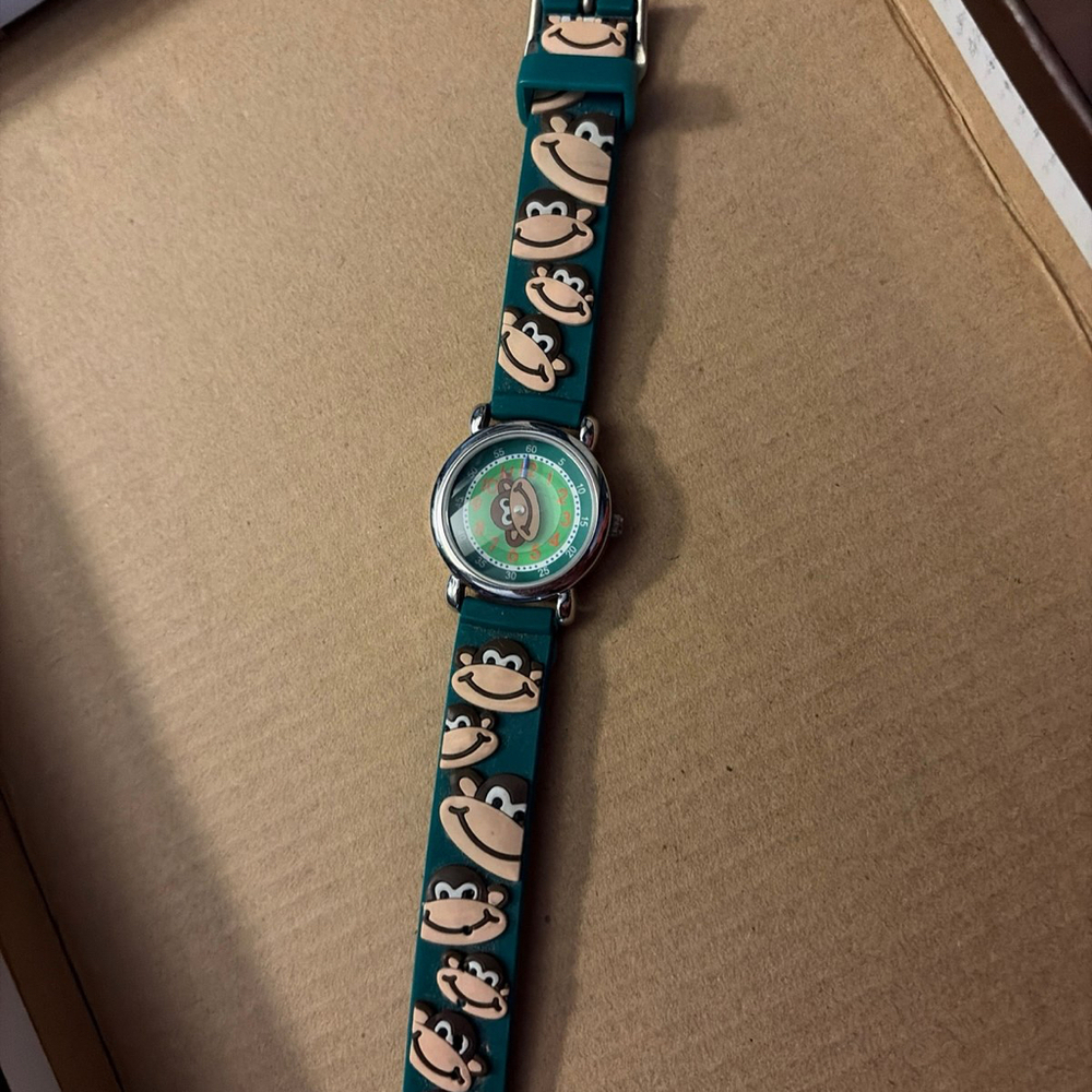 Geneva Childs Watch Green/monkey Plastic 3D Band
